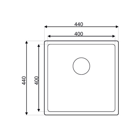 PILETA DE COCINA SIMPLE 40X40X22.8CM SATIN BRUSHED GAMAS DE GRIS