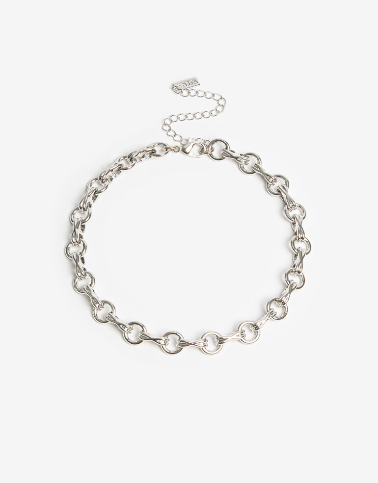 Collares Cortos Metal Collares Cortos Cadena De Metal - Plateado Rodio