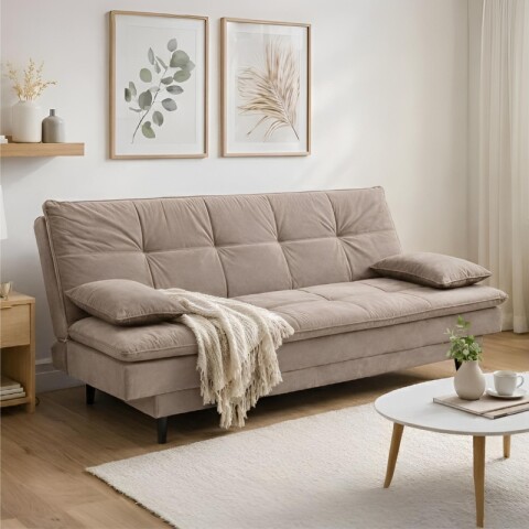 SILLON SOFACAMA LIVERPOOL con asiento reclinable en tela suede con cojines - Capuchino SILLON SOFACAMA LIVERPOOL con asiento reclinable en tela suede con cojines - Capuchino