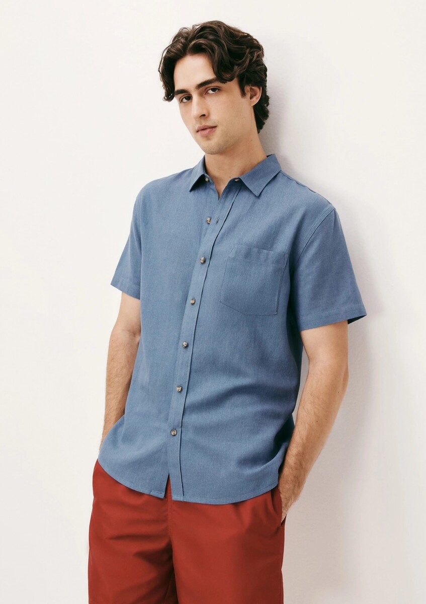 CAMISA MANGA CORTA SLIM - AZUL 