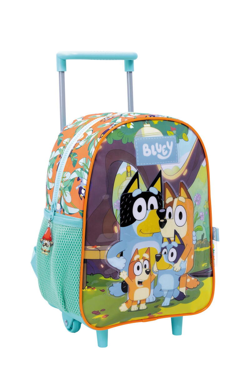 Mochila Bluey Carro Mini - Verde Agua - Anaranjado 