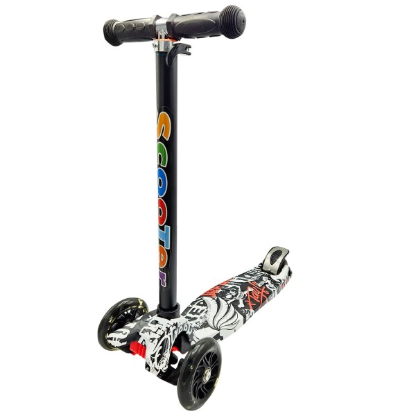 Monopatin Tripatin Scooter Luces Regulable Infantil Niños Variante Diseño Negro Rojo