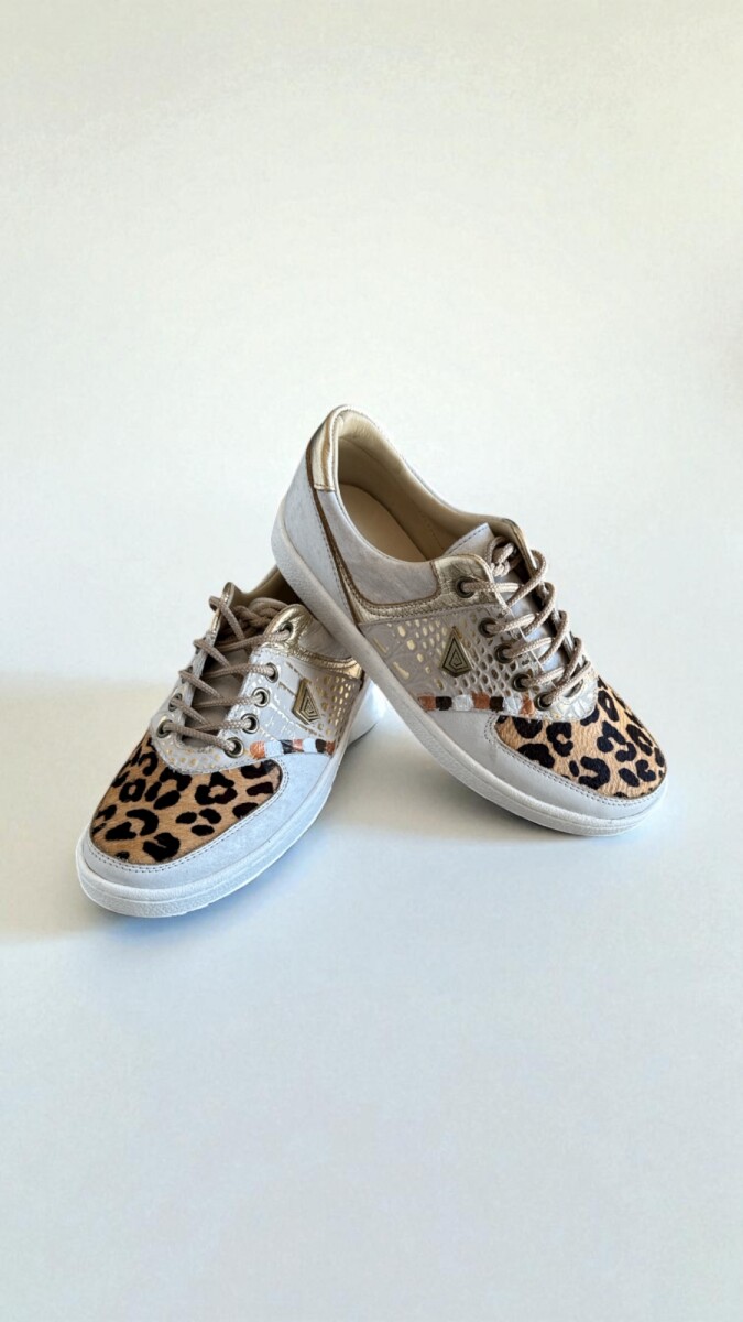 Sneakers Dakota Blanco Y Leopardo 