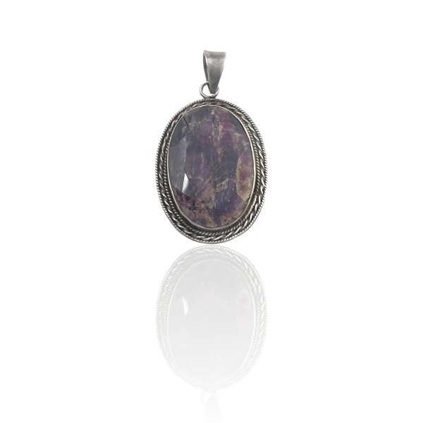 Dije Colgante Oval-Plata 925-Raíz de Zafiro-CP4541 conpiedra