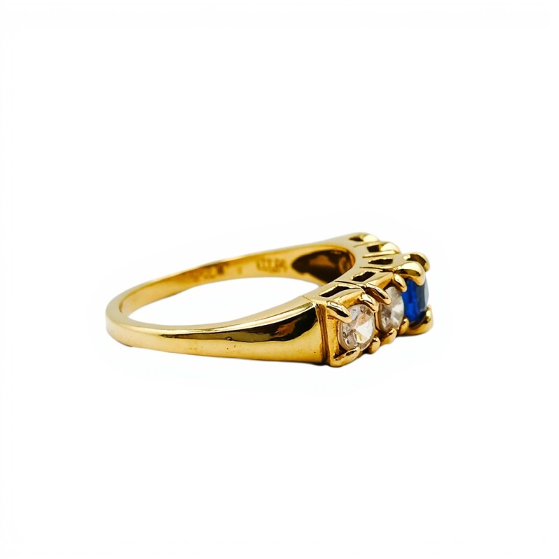 Anillo Vera-Oro Bajo-Piedra Zafiro y Zirconia-AN8131 conpiedra