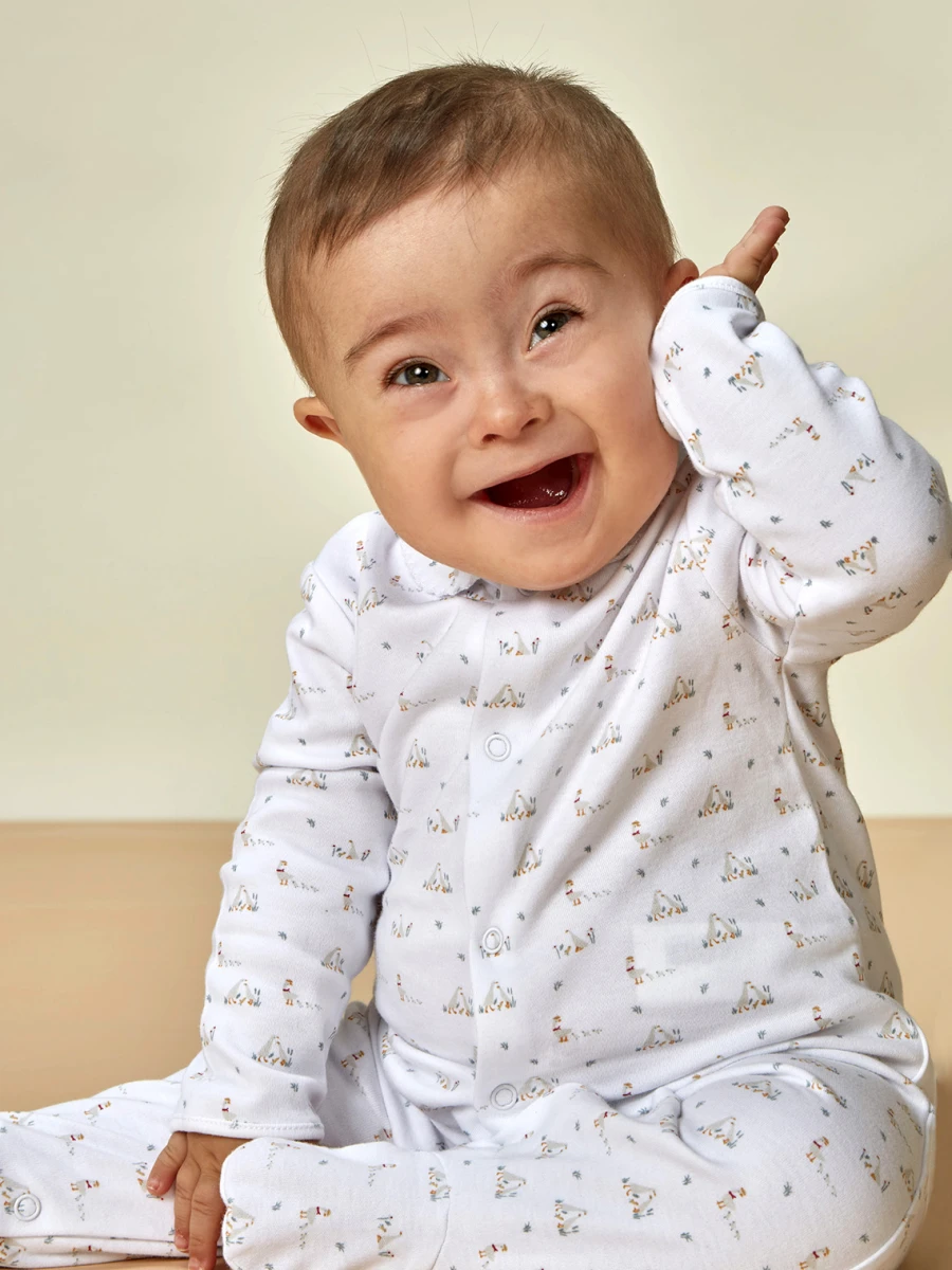 Pijama Largo Estampado Blanco Optico