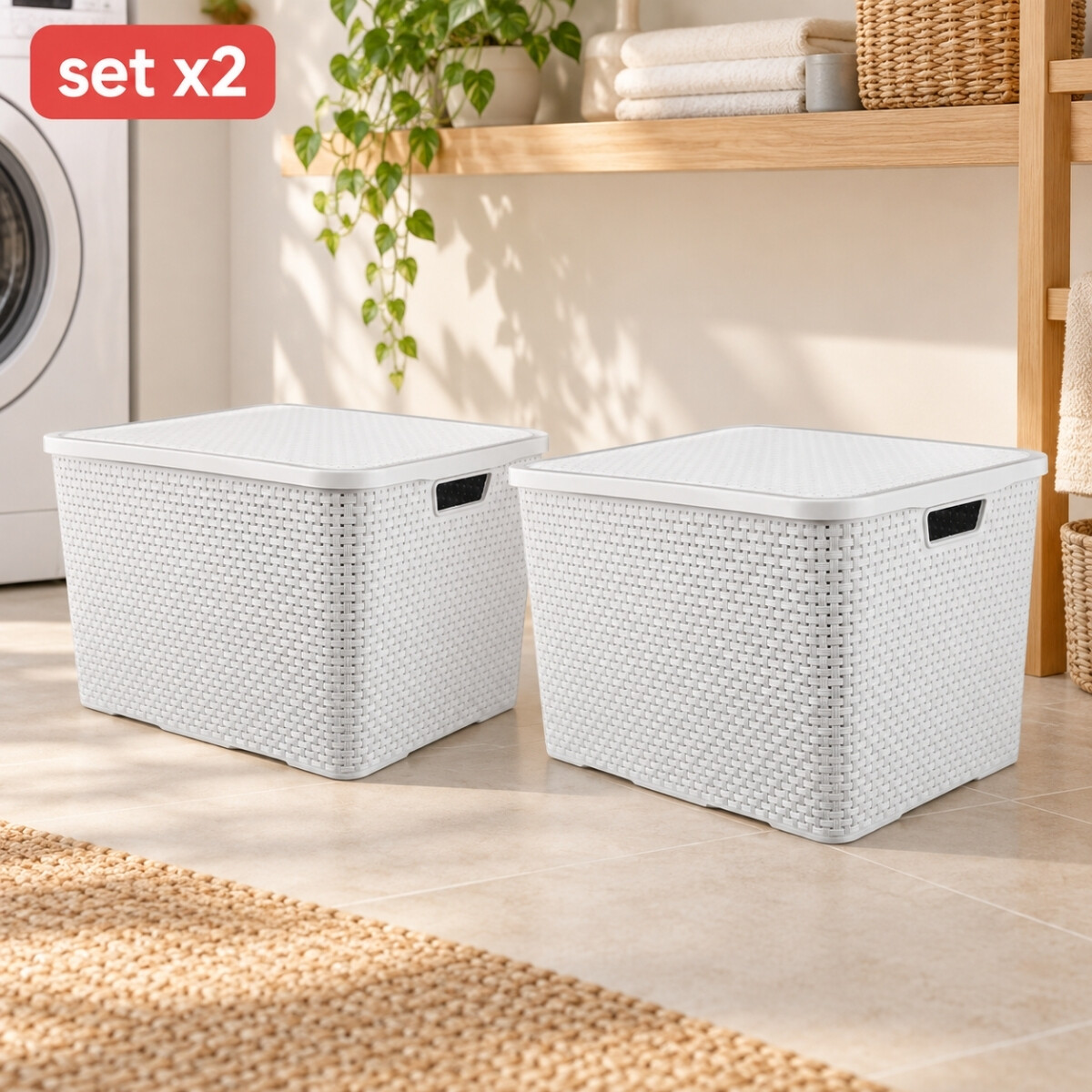 Set x2 Caja ratán 40 lts - BLANCO 