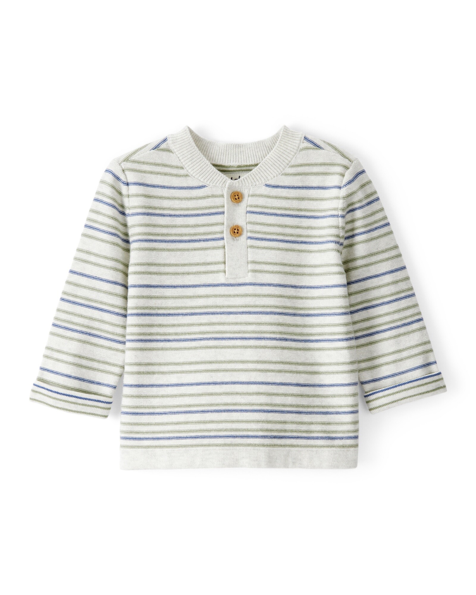 Remera henley de algodón, diseño a rayas Sin color