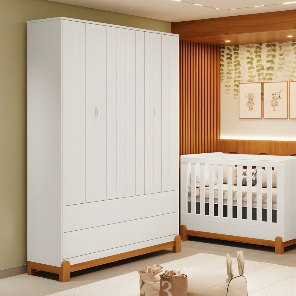 Ropero 4 Puertas 4 Cajones - Lotus Blanco