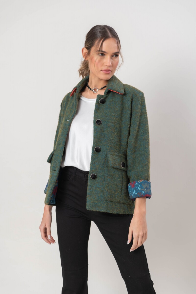 CHAQUETA CORTA EN LANA MOHAIR - GREEN 