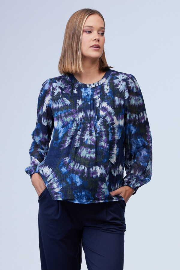 Blusa Gasa Shibori MULTI/AZUL