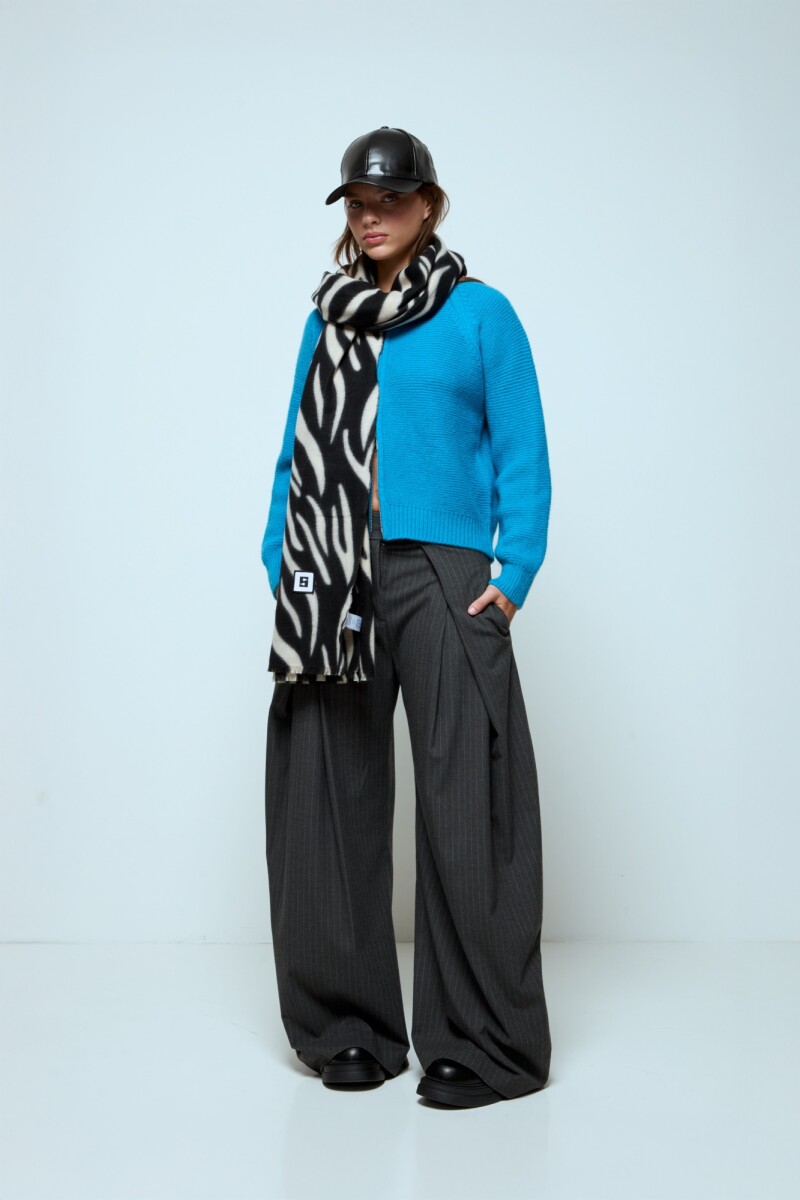 Cardigan corto con cierre celeste