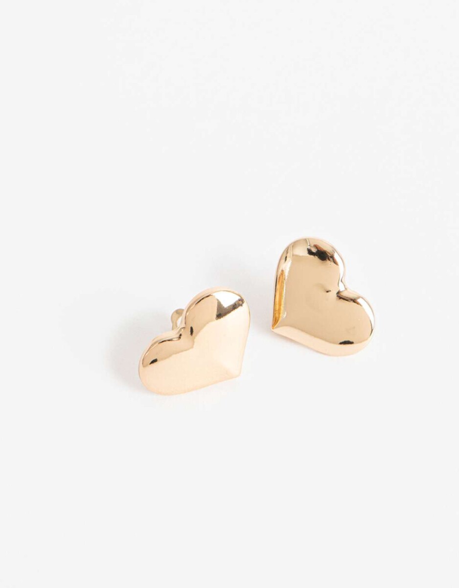 Aros Clip Corazón Bañado En Oro - Dorado 