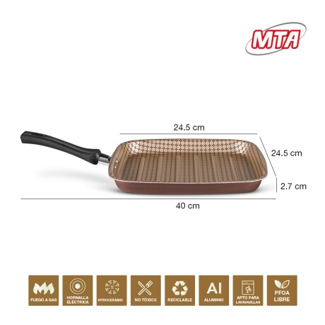 Palncha Sartén Bifera Grill Antiadherente Ext/Int Flora MTA Chocolate