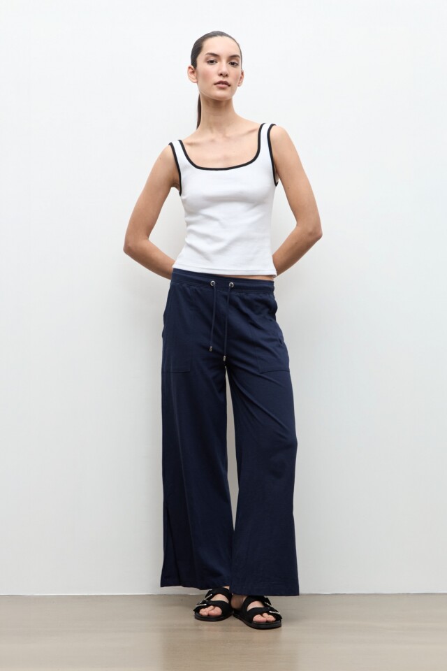 Pantalon pretina elastizada azul marino