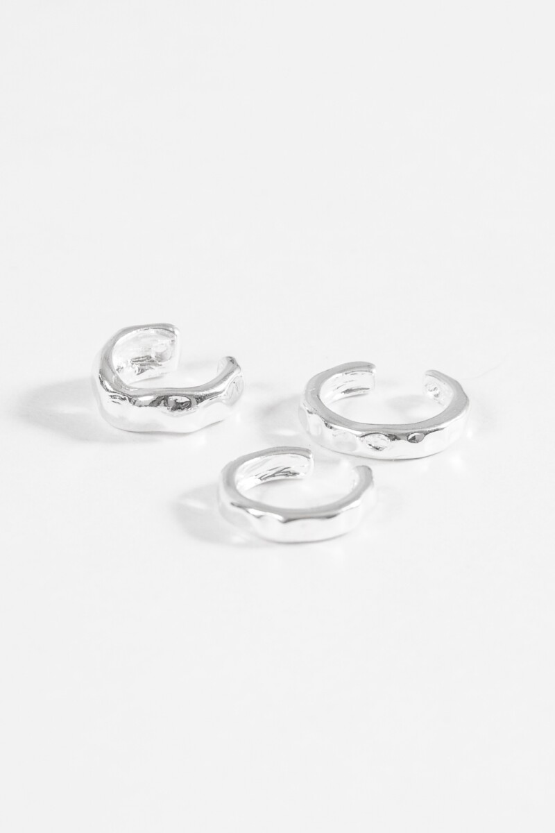 Set de tres earcuff texture plateado