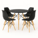 Juego de comedor Con Mesa Circular de 80cm + 4 Sillas Eames Negro/Negro