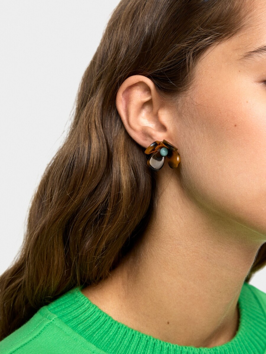 Pendientes De Flor Efecto Carey multicolor