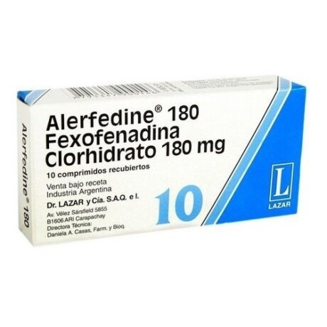 Alerfedine 180 mg 10 comprimidos Alerfedine 180 mg 10 comprimidos