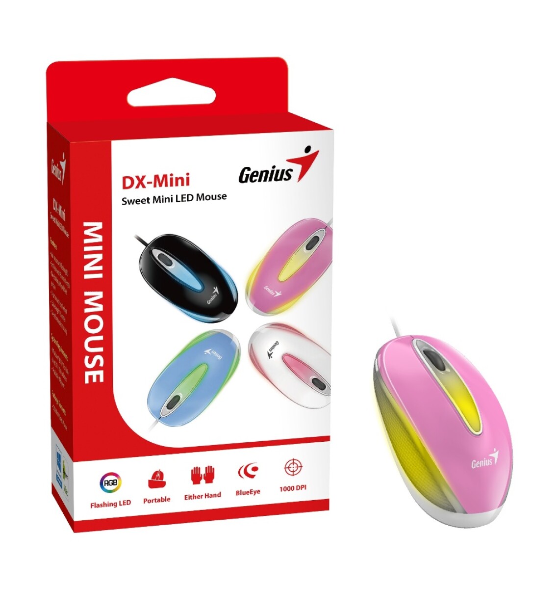Mouse Genius Dx-mini Led Blanco Rgb - ROSADO 