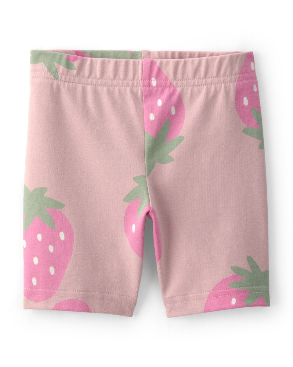 Short ciclista de algodón, rosado, diseño frutillas 