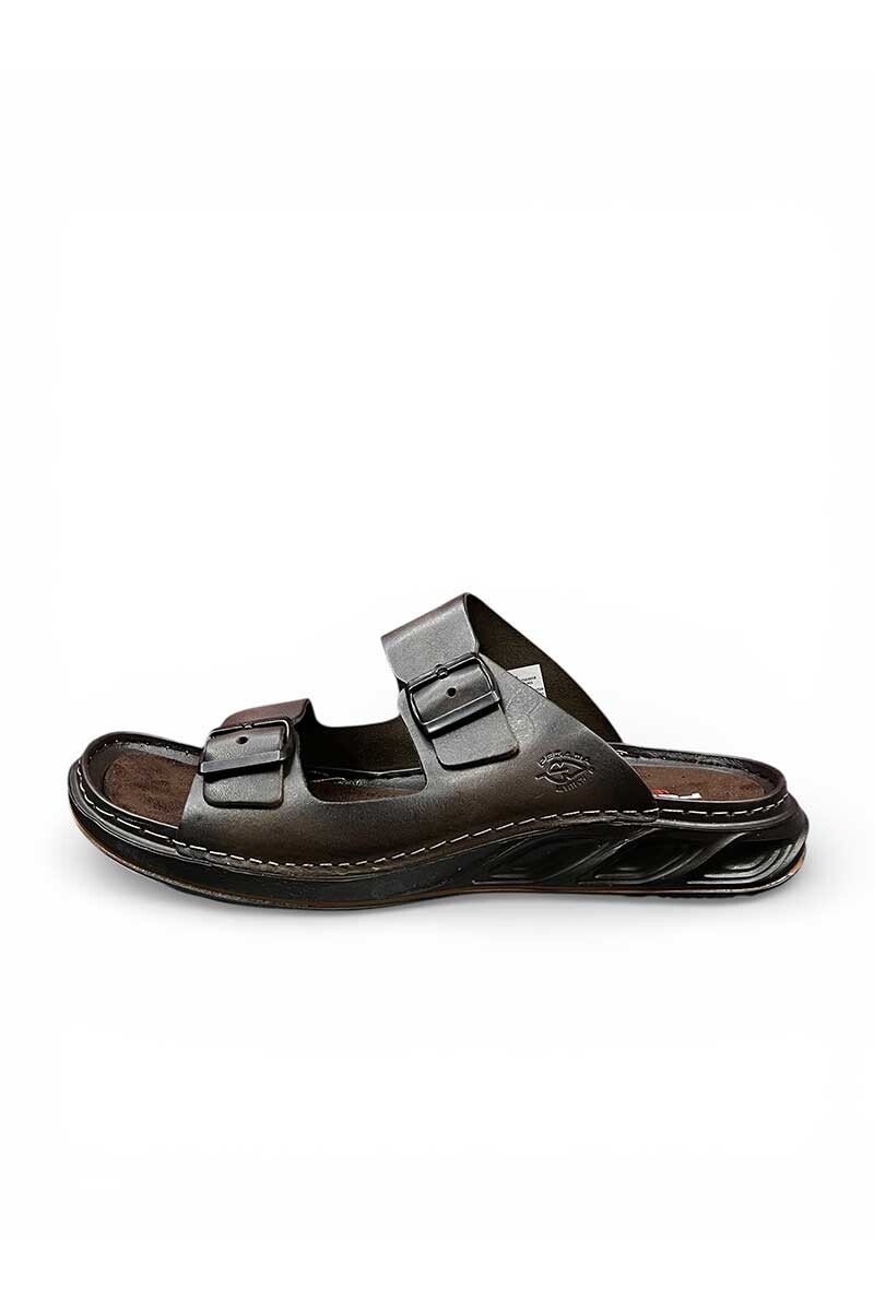 SANDALIA PEGADA CUERO 134106 2 HEBILLAS Marron