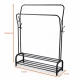 Perchero Organizador Metal Doble Con Zapatera Doble Negro