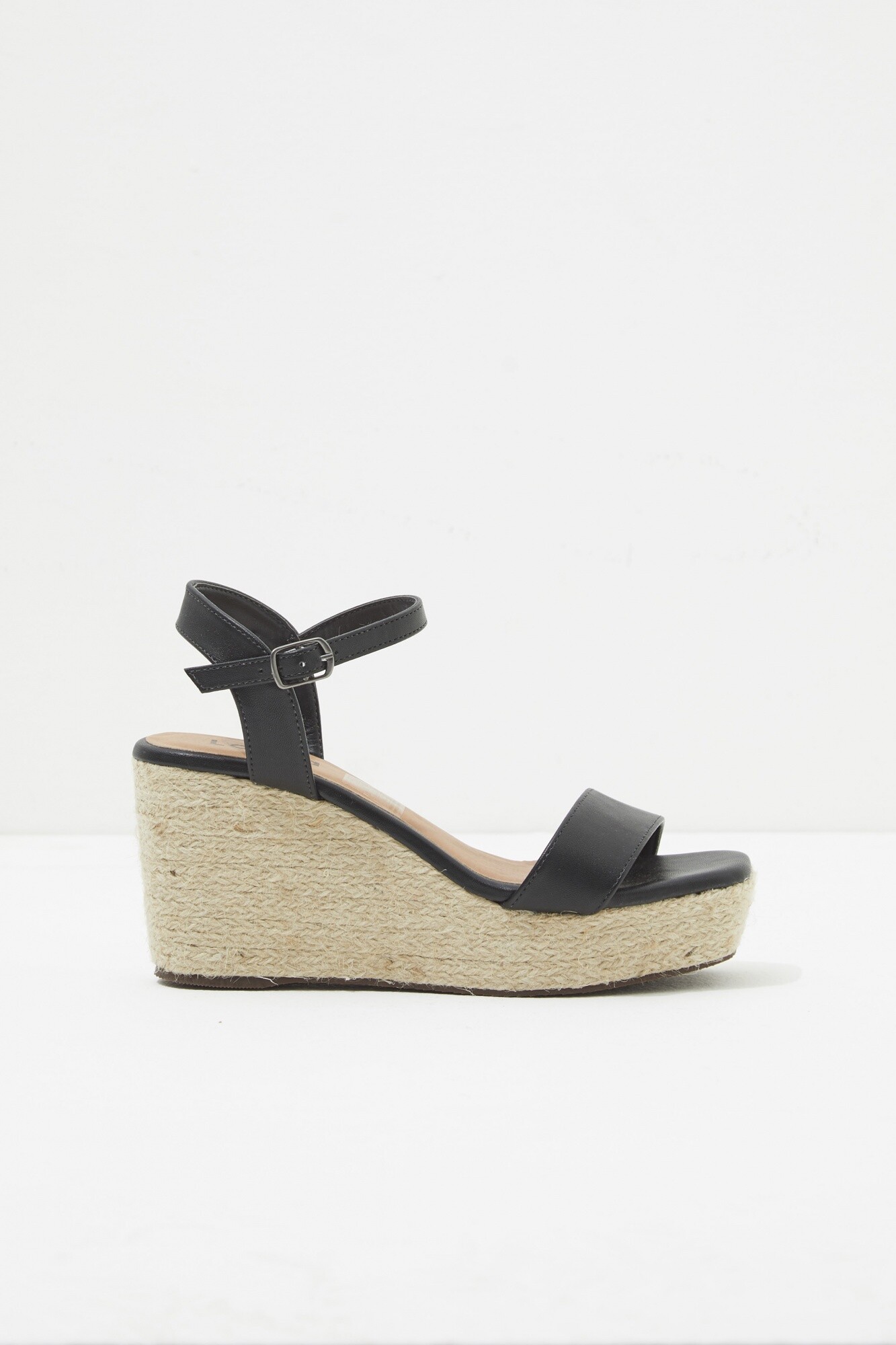 Sandalia con plataforma de yute - negro — Lolita