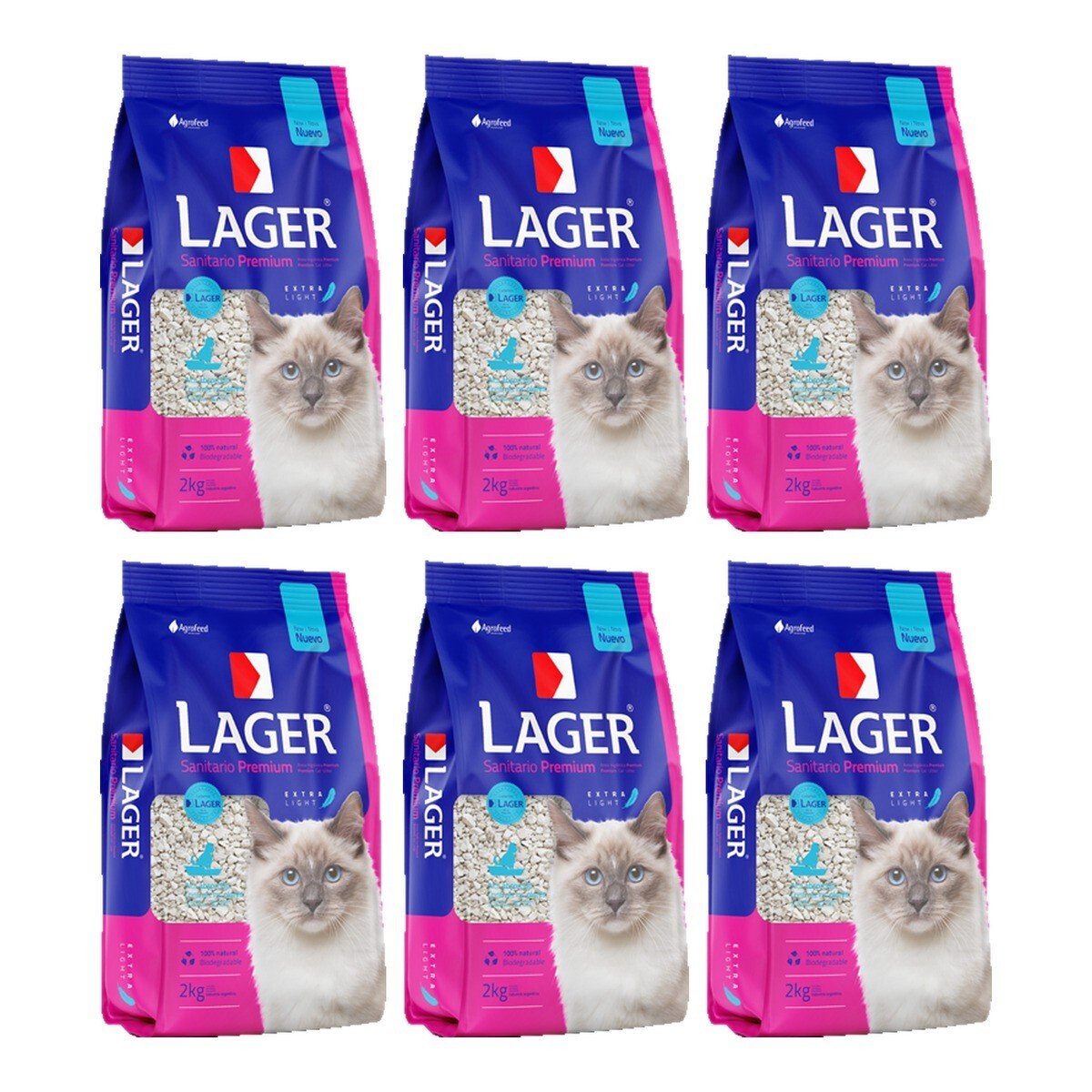 LAGER SANITARIO DE GATO DE 2 KG PACK X6 
