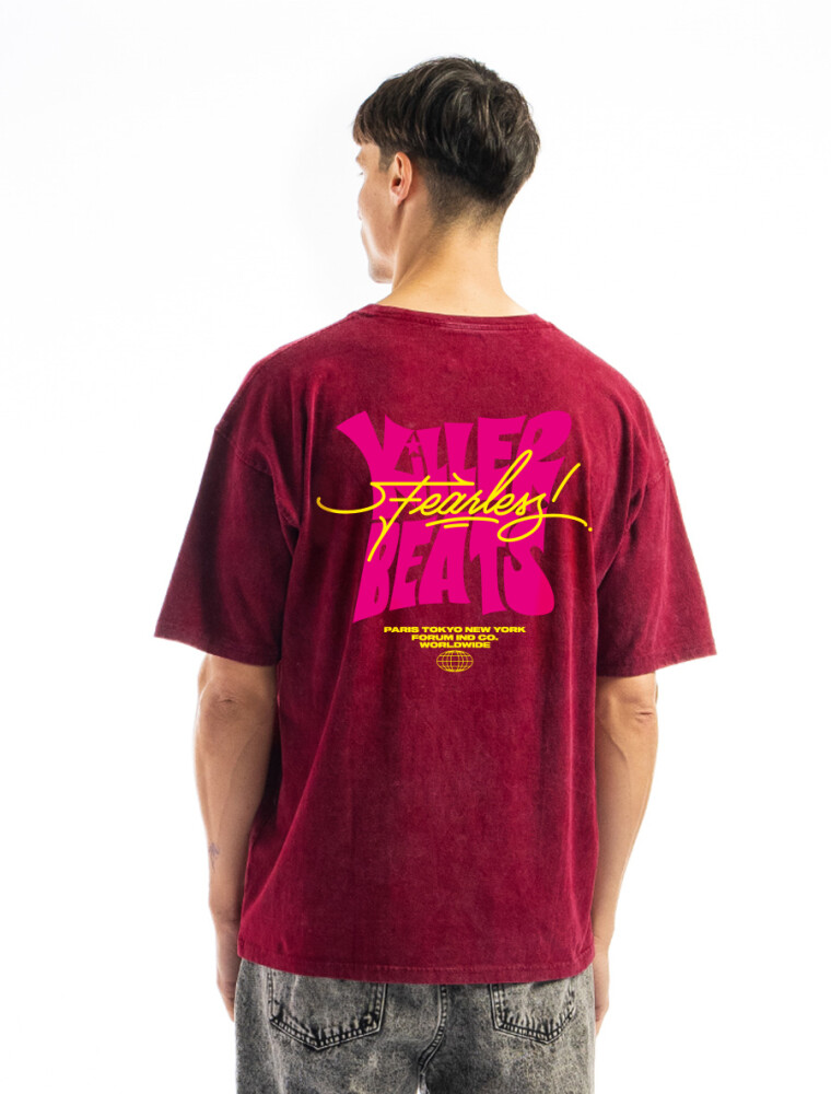 Remera Estampada Oversize Bordo/ Fantasía 1