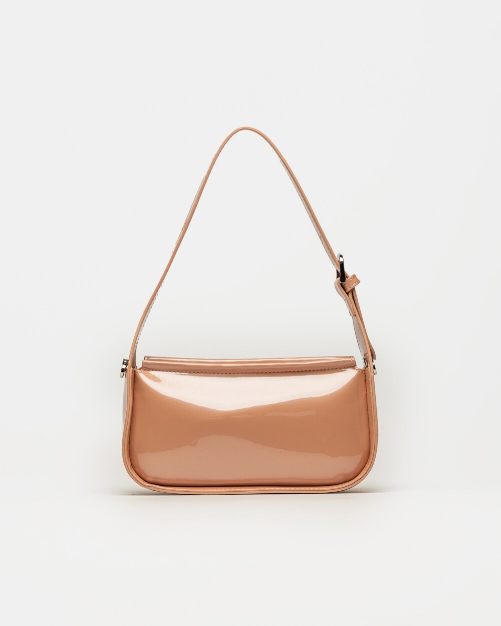 Cartera al hombro Leaf en efecto cuero charol Rosa