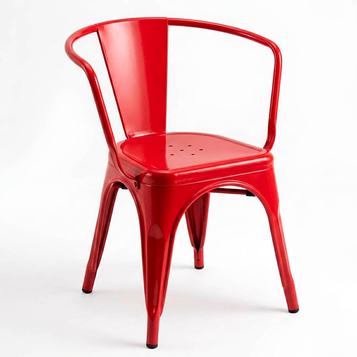 Silla Tolix Fade To Black Metálica Reposabrazo - Rojo 