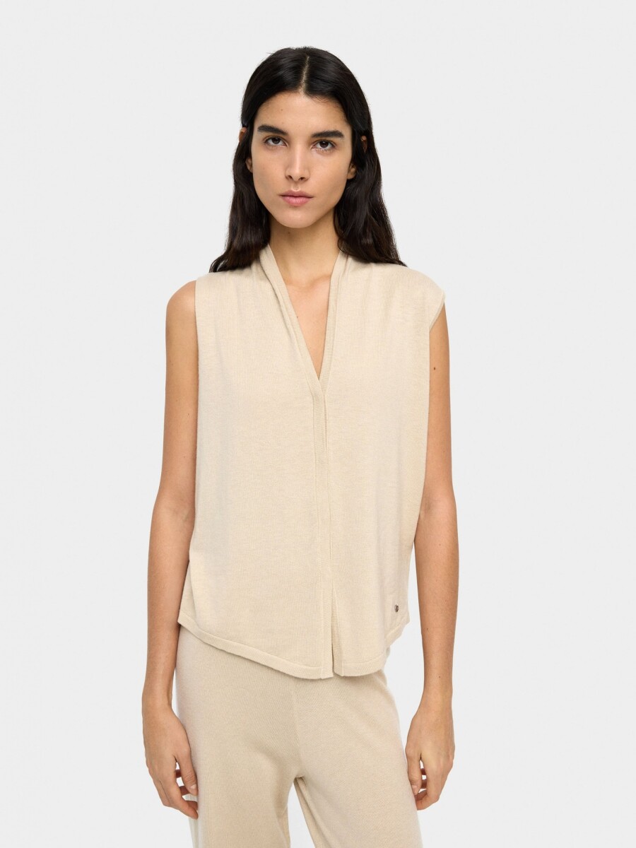 Chaleco De Punto Mezcla De Lana beige