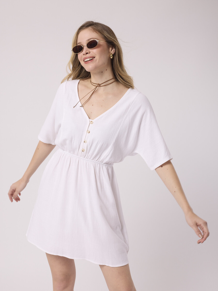 Vestido corto liso - blanco 
