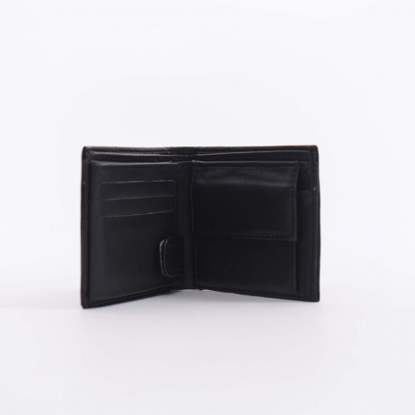 Billetera de hombre con volante y bolsillo Negro