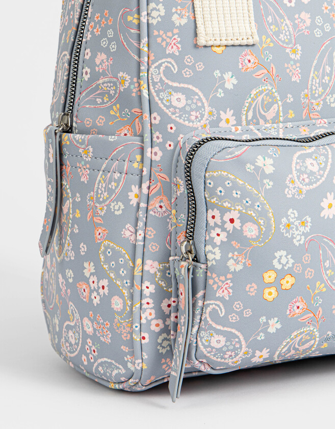 Mochilas Urbanas Estampados Mochila De Cuerina - Azul Celeste