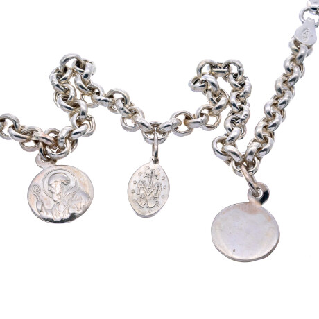 Pulsera religiosa de plata 925 y double en oro 18 ktes con imágenes. Pulsera religiosa de plata 925 y double en oro 18 ktes con imágenes.