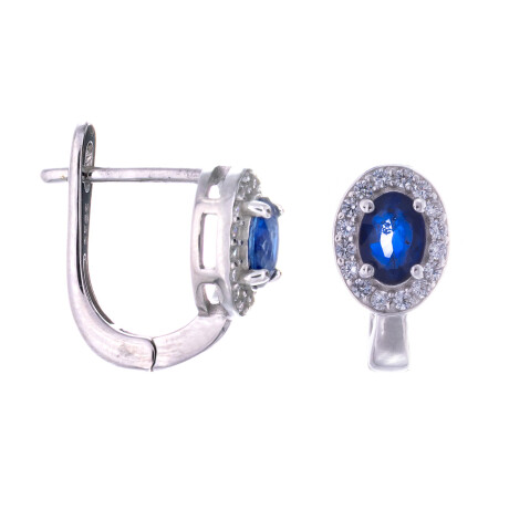 Caravanas de plata rodinada, zafiro y circonias Caravanas de plata rodinada, zafiro y circonias