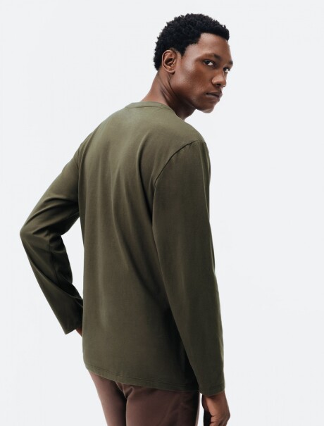 CAMISETA BÁSICA DE ALGODÓN VERDE OSCURO