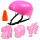 Set Protección Rodilleras Coderas Muñequeras + Casco Rosa
