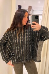 Sweater Oceano Crop Negro/Vison