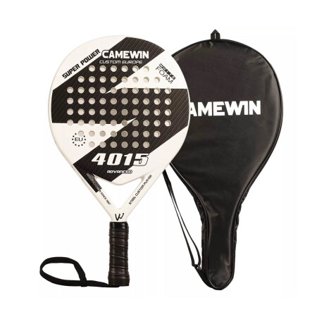 Paleta Padel Carbono Raqueta Profesional + Funda Negro-Blanco