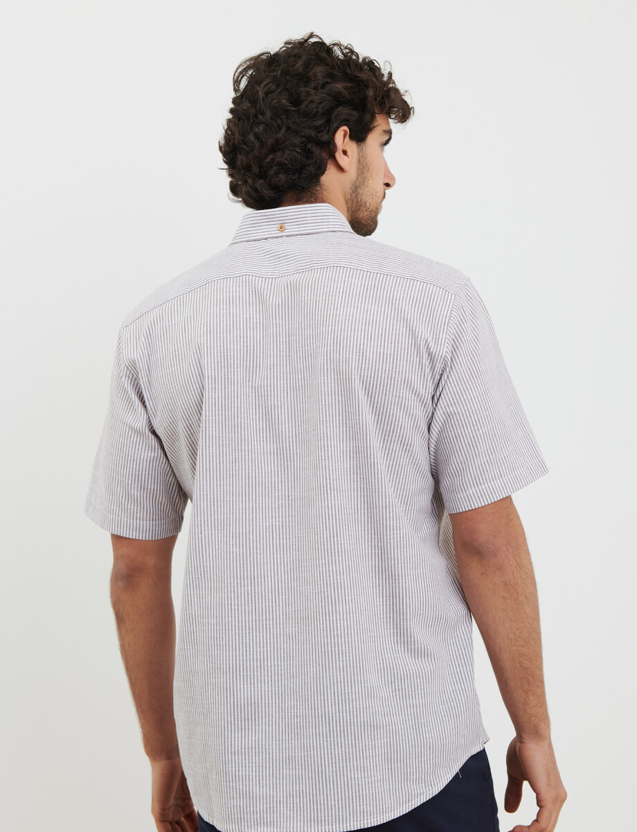 012611 CAMISA HARRINGTON LABEL Tostado / Blanco