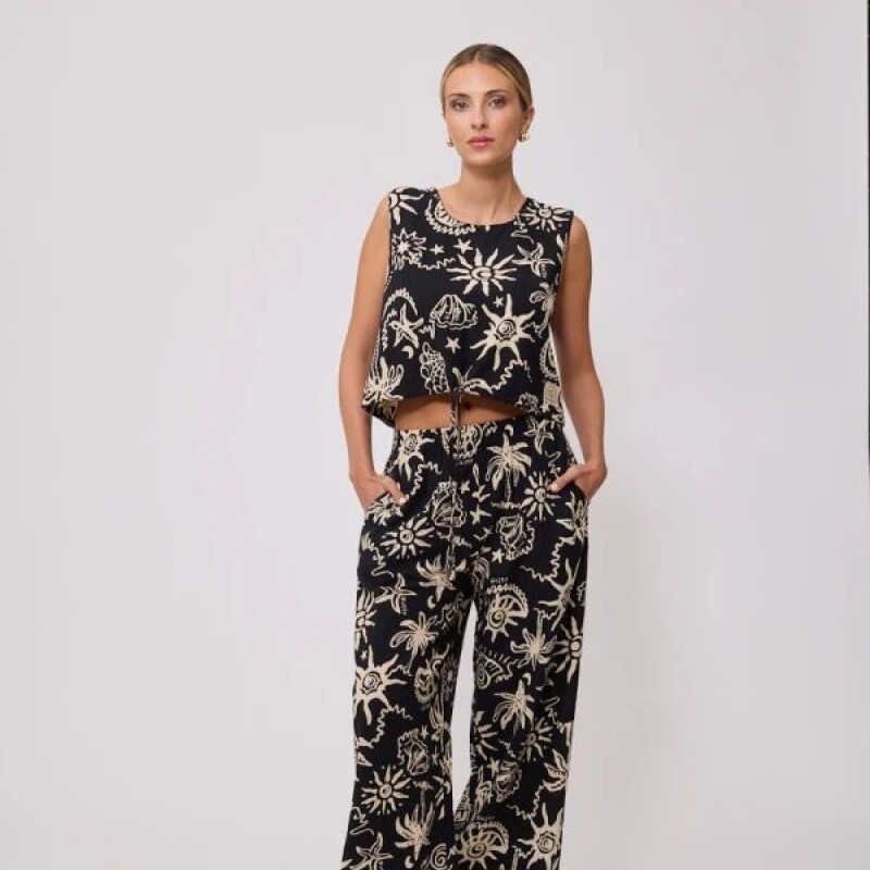 Pantalón Estampado PALME Rusty Negro