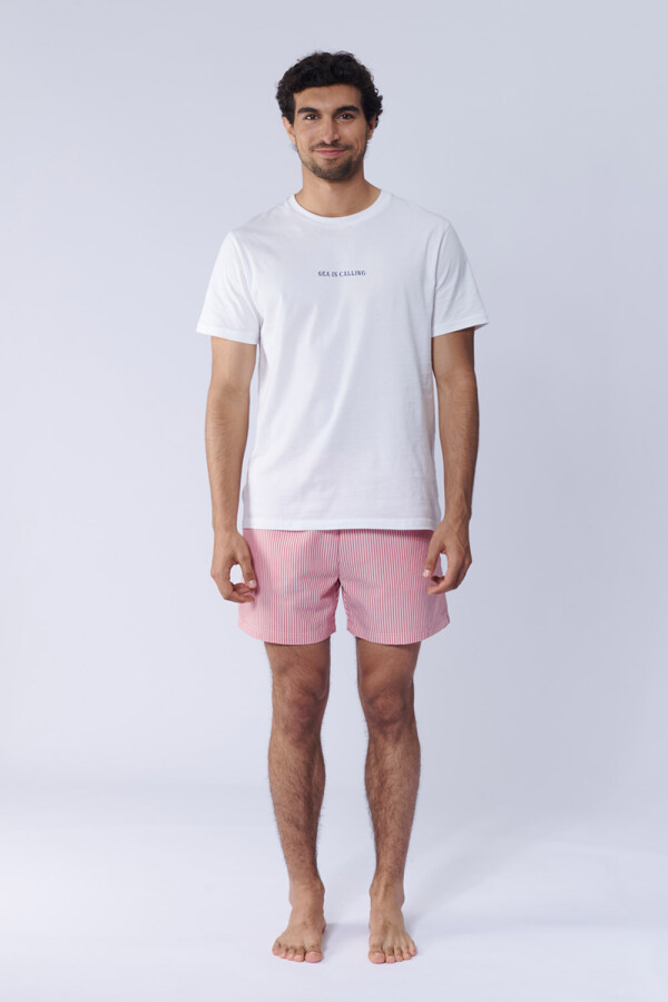 Short de baño rayas Rojo