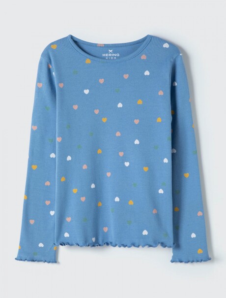 BLUSA MANGA LARGA DE NIÑA CELESTE