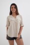 Camisa mangas 3/4 escote en V BEIGE