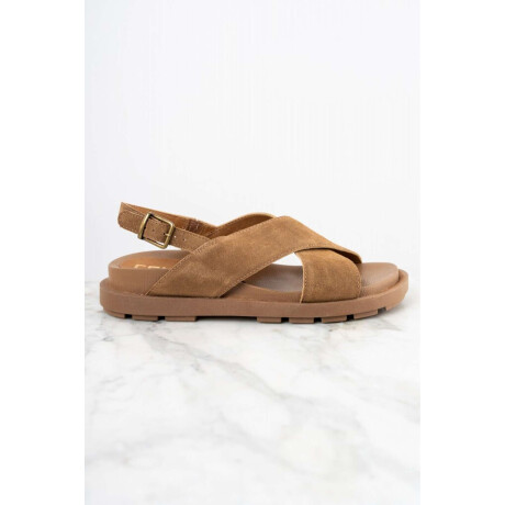Sandalia Gamuza Cruzada Camel
