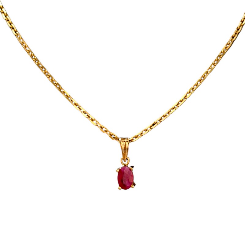 Dije Oval-Oro bajo-Piedra Rubí-CP8520 Conpiedra