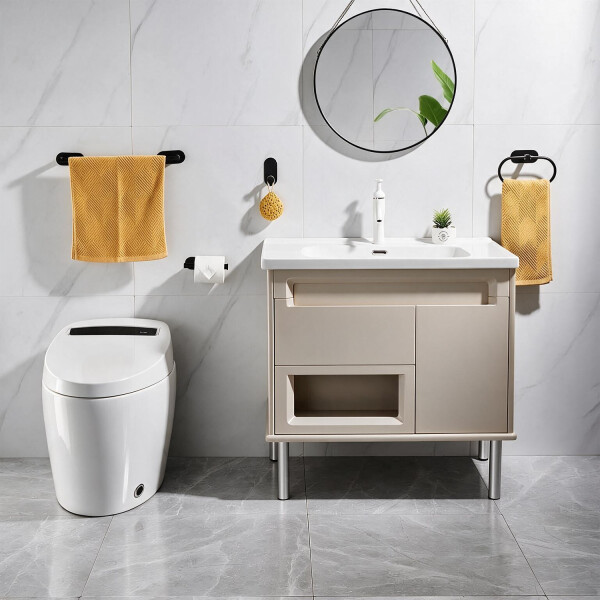 Set Accesorios De Baño Rollo Toalla Percha Juego 4 Piezas Adhesivo Acero Inoxidable Imback Color Negro Set Accesorios De Baño Rollo Toalla Percha Juego 4 Piezas Adhesivo Acero Inoxidable Imback Color Negro